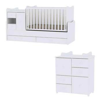 Lorelli MiniMax kombi ágy 72x190 + Cupboard pelenkázó komód - White kép