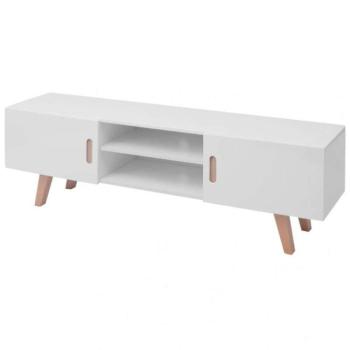 Magasfényű fehér MDF TV-állvány 150 x 35 x 48,5 cm kép