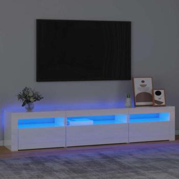 Magasfényű fehér TV-szekrény LED lámpákkal 195x35x40 cm kép