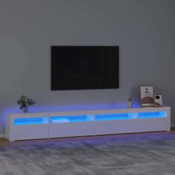 Magasfényű fehér TV-szekrény LED lámpákkal 270x35x40 cm kép