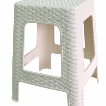 MEGAPLAST II taburet, 45x35,5x35,5 cm, polyrattan, fehér kép