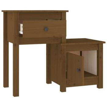 Mézbarna tömör fenyőfa éjjeliszekrény 79,5 x 38 x 65,5 cm kép