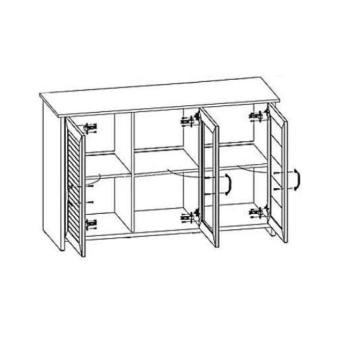 Orient K3DS 3 ajtós vitrines komód Fehér kép