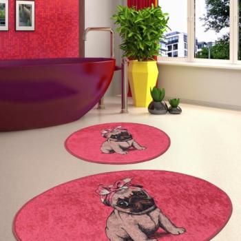 Pink Pug Fürdőszoba szőnyeg szett (2 darab) Multicolor kép