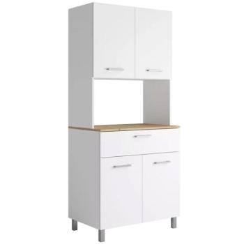 Pohárszék Milano fehér munkalap tölgy artisan kép