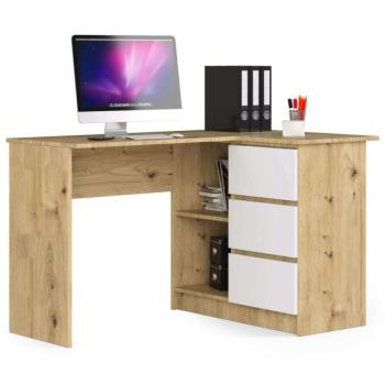 Sarok íróasztal - Akord Furniture - 124 cm - arany tölgy / fehér kép