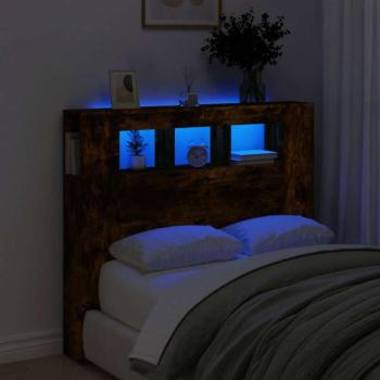 Sonoma-tölgyszínű szerelt fa LED-es fejtámla 120x18,5x103,5 cm kép