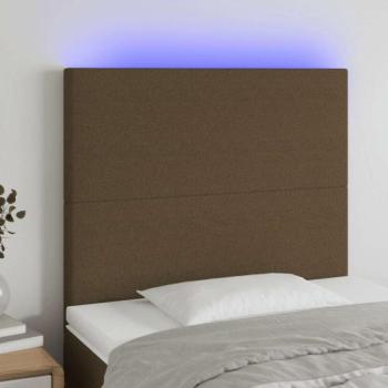 Sötétbarna szövet LED-es fejtámla 100x5x118/128 cm kép