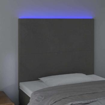 Sötétszürke bársony LED-es fejtámla 100x5x118/128 cm kép