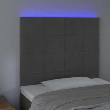 Sötétszürke bársony LED-es fejtámla 90x5x118/128 cm kép