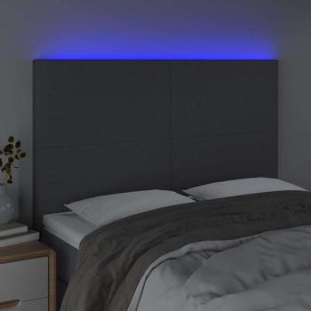 Sötétszürke szövet LED-es fejtámla 144x5x118/128 cm kép