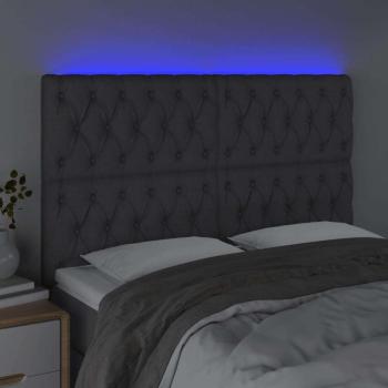 Sötétszürke szövet LED-es fejtámla 144x7x118/128 cm kép