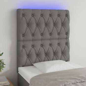 Sötétszürke szövet LED-es fejtámla 80x7x118/128 cm kép