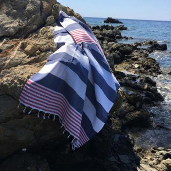 Sultan Fouta (strand törölköző) Piros kék fehér kép