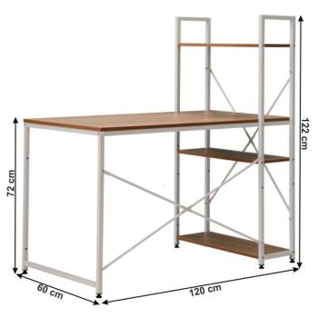 Számítógépasztal/többfunkciós praktikus asztal, tölgy/fehér, VEINA kép