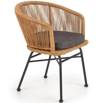 Szék K400 Rattan/Fém/Szövet Natural/szürke kép