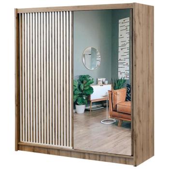 Szekrény London 203 Tölgy Wotan/Fehér/Tükör kép