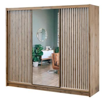 Szekrény London 250 Tölgy Wotan/Fehér/Tükör kép