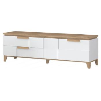 Szekrény RTV Brio TV pacific walnut/crystal white kép