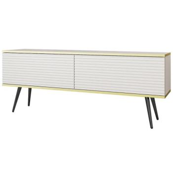 Szekrény RTV Oro Mdf Hornyolás 135 Fehér+ Fekete lábak kép