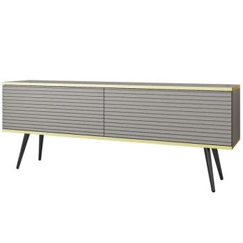 Szekrény RTV Oro Mdf Hornyolás 135 Szürke+ Fekete lábak kép