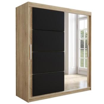 Szekrény Tapi 180 tölgy Sonoma/Fekete eko bőr kép