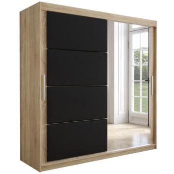 Szekrény Tapi 200 tölgy Sonoma/Fekete eko bőr kép