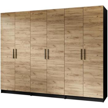 Szekrény X3 Gold 2d Fekete/Tölgy Craft Aranysárga kép