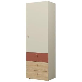 Szekrény Yuki 4 Korall/Szürke Bézs/Olajozott Tölgy kép