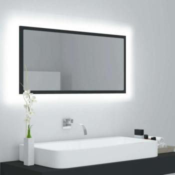 Szürke akril LED-es fürdőszobai tükör 90x8,5x37 cm kép