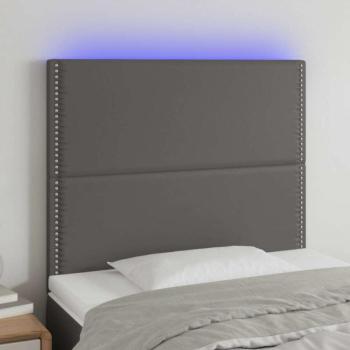 Szürke műbőr LED-es fejtámla 100x5x118/128 cm kép