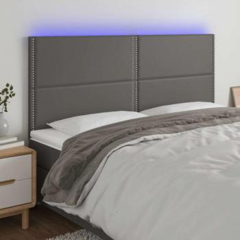 Szürke műbőr LED-es fejtámla 160x5x118/128 cm kép