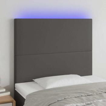 Szürke műbőr LED-es fejtámla 90x5x118/128 cm kép