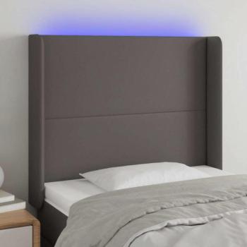 Szürke műbőr LED-es fejtámla 93x16x118/128 cm kép