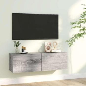 Szürke sonoma színű szerelt fa TV-szekrény 100 x 30 x 30 cm kép