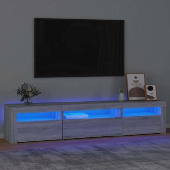 Szürke sonoma színű TV-szekrény LED-lámpákkal 195x35x40 cm kép