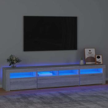 Szürke sonoma színű TV-szekrény LED-lámpákkal 210x35x40 cm kép