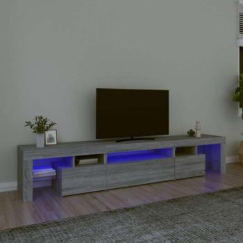 szürke sonoma színű TV-szekrény LED-lámpákkal 215x36,5x40 cm kép