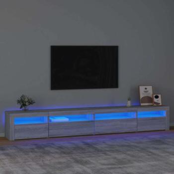 Szürke sonoma színű TV-szekrény LED-lámpákkal 270x35x40 cm kép