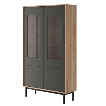 Üveges vitrin LT5448 tölgy jasdbon hickory-grafit kép