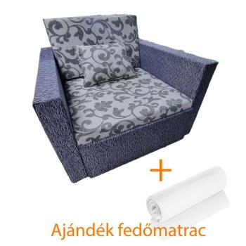 Verna fotelágy fekete 78x188cm-es fekvőfelülettel ajándék fedőmat... kép