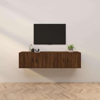 vidaXL 2 db barna tölgyszínű falra szerelhető TV-szekrény 80x34,5x40cm kép