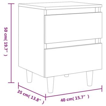 vidaXL 2 db betonszürke éjjeliszekrény tömör fenyő lábakkal 40x35x50cm kép