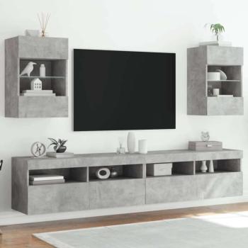 vidaXL 2 db betonszürke fali TV-szekrény LED-del 40x30x60,5 cm kép