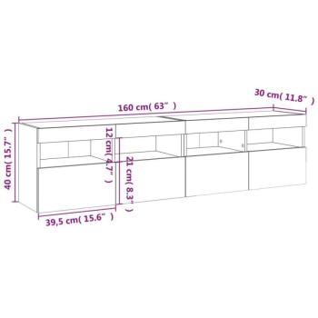 vidaXL 2 db betonszürke fali TV-szekrény LED-del 80x30x40 cm kép