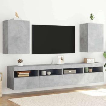 vidaXL 2 db betonszürke szerelt fa fali TV-szekrény 40,5 x 30 x 60 cm kép