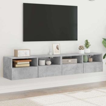 vidaXL 2 db betonszürke szerelt fa fali TV-szekrény 80 x 30 x 30 cm kép