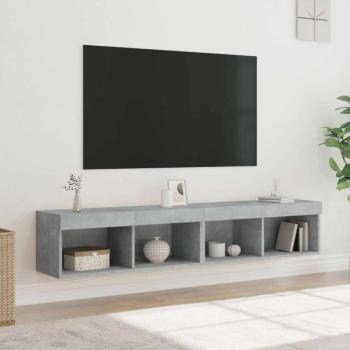 vidaXL 2 db betonszürke TV-szekrény LED-világítással 80x30x30 cm kép