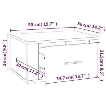 vidaXL 2 db fehér falra szerelhető éjjeliszekrény 50 x 36 x 25 cm kép