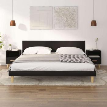 vidaXL 2 db fekete éjjeliszekrény 40 x 35 x 47 cm kép